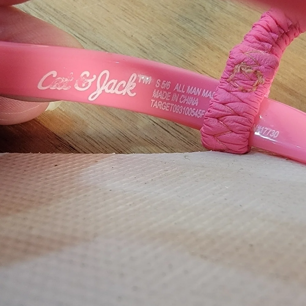 Cat & Jack Unicorn Flip Flops Back strap Pink Size 5/6